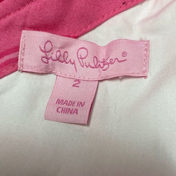 Lilly Pulitzer Hottie Pink Dahlia One Shoulder Ruffle Dress Size 2 - Picture 4 of 6